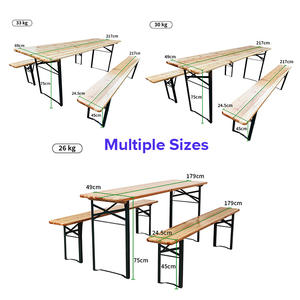 Mesa y banco de jardín de cerveza plegable de madera para exteriores de 220x70 con patas de <span class=keywords><strong>metal</strong></span>, bancos plegables de cerveza para eventos - Product Image 2