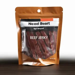Colorful Packaging Matte Stand Up Pouch Laminated Black Foil Food Packaging Zipper Bag With Clear Window For Beef Jerky