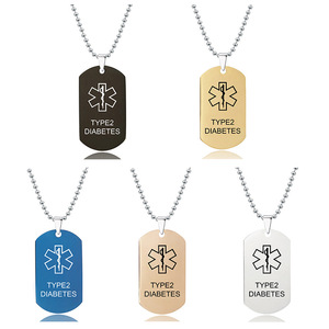 Nuova collana con etichetta incisa con lettera a stella per la vita diabetica con logo medico in acciaio inossidabile - Product Image 4