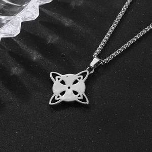 Collar con colgante geométrico de acero inoxidable, joyería con nudo chino para hombre SP1014 - Product Image 3