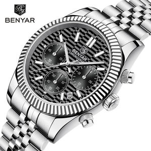 นาฬิกาข้อมือผู้ชาย BENYAR S001 มัลติฟังก์ชั่น โครโนกราฟ ปฏิทิน เข็มเรืองแสง แบรนด์ดัง ตัวเรือนสแตนเลสสตีล หรูหรา สำหรับนักธุรกิจ - Product Image 3