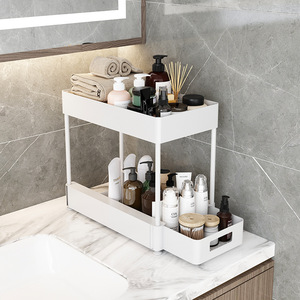 Organizzatore Sottolavello a Due Livelli in Plastica Multiuso, Cassetto Scorrevole con Ripiani, <span class=keywords><strong>Design</strong></span> Moderno per Cucina e Bagno - Product Image 1