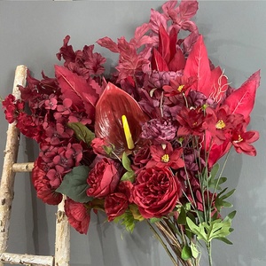 Arrangement de fleurs de mariage en soie Rose vif <span class=keywords><strong>Fushia</strong></span>, fleurs de lys Fuchsia artificielles en vrac, A-856 - Product Image 3