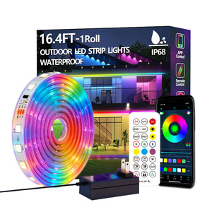Bandes lumineuses LED d'extérieur étanches avec dos auto-adhésif IP68, bandes lumineuses LED d'extérieur avec application BT, synchronisation musicale RGB, ext. - Product Image 1