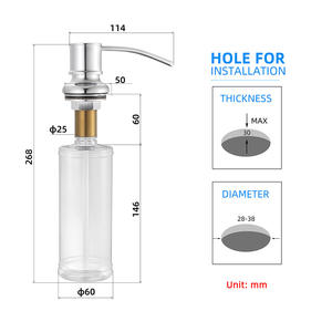 Cucina in acciaio inox distributore di sapone <span class=keywords><strong>per</strong></span> le mani pressato zinco lavello <span class=keywords><strong>detersivo</strong></span> <span class=keywords><strong>per</strong></span> <span class=keywords><strong>piatti</strong></span> PP bottiglia <span class=keywords><strong>per</strong></span> alberghi - Product Image 3