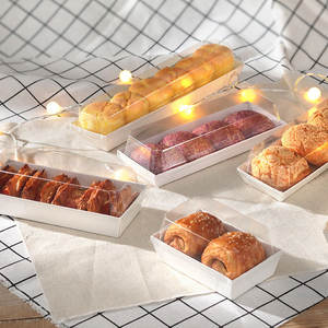 투명 플라스틱 도넛 디저트 케이크 상자 양각 매트 적층 사각 뚜껑 2mm 우유 초밥 설탕 포장을위한 금박 스탬핑 - Product Image 2