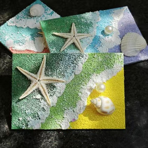 Peintures de plage de coquillages polis à la main aimants pour réfrigérateur créatif culturel bord de mer Souvenirs de voyage coquillages de mer Conches vagues - Product Image 6