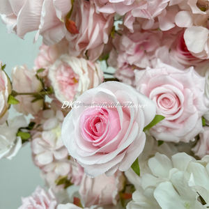 Premium Romantic Modern <b>Pink</b> and White Rose Artificial Flower Wedding <b>Backdrop</b> with Customizable Sizes for Back to School Events - Product Image 4