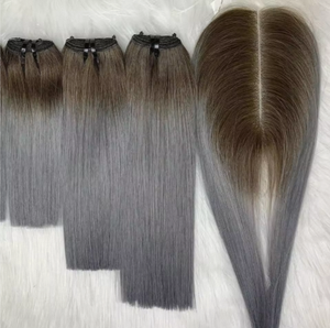 Hot Trend Color Super Double Raw Straight <b>Hair</b>, Ombre Dark Roots, <b>Light</b> <b>Blonde</b>, Machine Weft, Bundle, Free Sample - Product Image 2