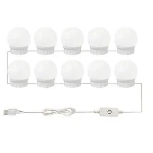 Luminaires LED USB 5V pour courtoisie d'hollywood, dispositif de salle de bains compact avec interrupteur à capteur tactile, lumière de miroir pour maquillage