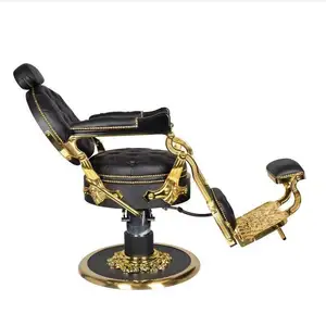 2024 design italien inclinable pompe hydraulique hommes Salon équipement Salon de beauté chaise de barbier noir Cadeira cuir métal accoudoir