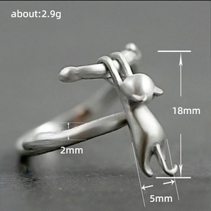Anello a Forma di Gatto per Donne, Design Animale alla Moda, Regolabile, Gioiello Minimalista per Uso Quotidiano - Product Image 6