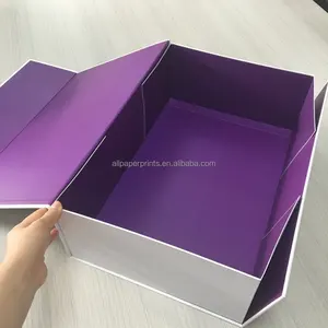 럭셔리 창백한 핑크 선물 상자 2 새틴 리본 및 마그네틱 클로저 럭셔리 포장 접이식 접이식 자석 상자