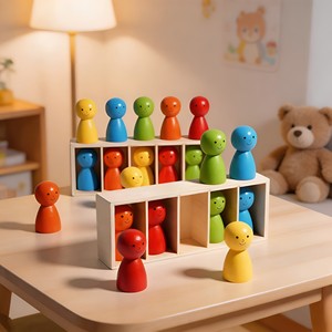 Jeu de puzzle en bois Montessori pour apprendre les couleurs, jouet éducatif sensoriel pour enfants d'âge préscolaire, vente en gros - Product Image 1