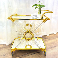 Chariot de service de luxe doré en métal de style arabe, idéal pour hall d'hôtel, restaurant familial, décoration de fête, chariot à desserts