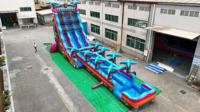 Toboggan aquatique gonflable commercial avec piscine, toboggan gonflable en PVC pour parc d'attractions