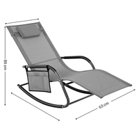 Chaise longue de piscine à bascule en acier couleur bronze avec cadre en acier, chaise longue de patio en maille Teslin avec poche de rangement