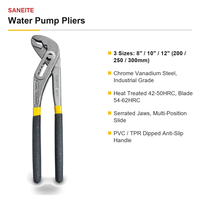 Pince à pompe à eau SANEITE T03-51 à joint coulissant 8, 10, 12 pouces, mâchoires dentelées en chrome vanadium, poignée enduite, outil de plomberie