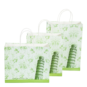 Nuevos Artículos Populares: Bolsas de Papel Kraft Impresas Personalizadas con Asa, Diseño Torre Inclinada de Pisa - Product Image 1