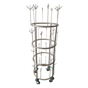 Stainless Steel Slipper <b>Rack</b> 4 Tier Round Standing Clothing Organizer <b>For</b> Hallway Portable Coat And Cap <b>Storage</b> - Product Image 2