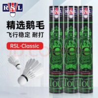 Volant de Badminton RSL Classic Tourney Original, Plumes d'Oie de Qualité Supérieure BWF, Écologique, pour Intérieur/Extérieur