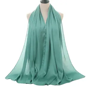 Vente en gros Hijab en mousseline de soie, tissu brodé tricot hijab musulman mode foulard malaisie arabe Hijab pour châle foulard