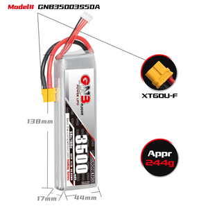 Batería LiPo GNB GAONENG 3500mah 3S 11.1V 50C 100C XT60 para Dron RC, Alto Rendimiento de Descarga, para Helicóptero - Product Image 3