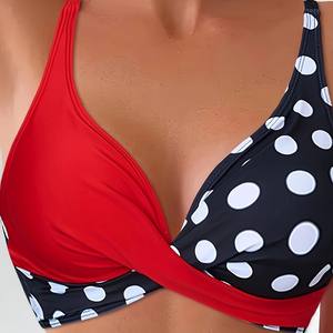SZ454 Europe America Cross-Border New Arrival In-Stock Swimsuit Women's Sexy <strong>Revealing</strong> Back Polka-Dot Cross-Tie Thong <strong>Bikini</strong> - Product Image 3
