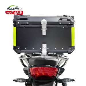 Racepro caixa de armazenamento para motocicleta, caixa traseira universal de liga de alumínio refletiva para bagagem e para viagem 65l 85l 100l