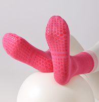 Chaussettes de Pilates et de Barre en Coton Respirant Antidérapantes pour Femmes, avec Double Revers et Nœud Décoratif, Personnalisables, Vente en Gros