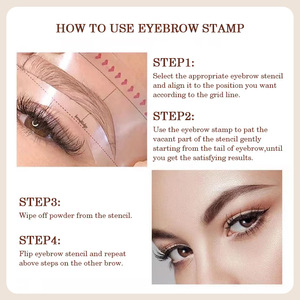 Kit de modelage des sourcils en une étape, 10 types de pochoirs pour sourcils, ensemble de maquillage pour sourcils, tampon à poudre pour sourcils, sourcils parfaits en quelques secondes - Product Image 3