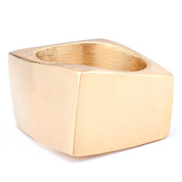 Bague vierge en acier inoxydable inaltérable, finition PVD Or, Noir, Argent, style signet géométrique, pour Hommes et Femmes, Vente en gros, En stock