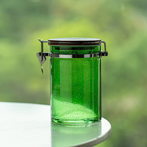 Glass Storage Jar With Wooden Lid Cylinder Shape For Food Moisture Proof Semi Transparent <b>Container</b> - Product Image 3