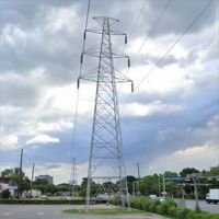 Torre per Linea di Trasmissione a 4 Gambe da 200kV, Struttura Autoportante in Acciaio Angolare Zincato a Caldo, Altezza 40m