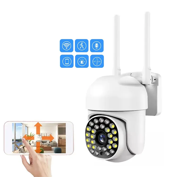 Motion Detection Night Vision Outdoor CCTV Camera Connected to Mobile Phone Remote View 360 Degree PTZ IP WIFI Panoramic Camera