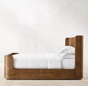 Lit double simple en bois massif de style américain, avec pieds hauts et bas, pour chambre à coucher, hôtel, villa, taille personnalisable - Product Image 4