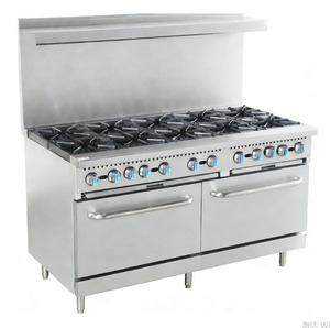 Estufa de Gas Comercial Certificada ETL de 10 Quemadores, 360,000 BTU, Acero Inoxidable Resistente con Horno Doble para Restaurante - Product Image 2