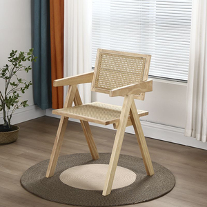 Màu đen trắng Walnut màu rắn gỗ mây <span class=keywords><strong>wicker</strong></span> dệt ghế Bắc Âu nhà hàng tay vịn mây mía ddining ghế - Product Image 3