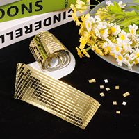 Lot de 5 autocollants mosaïques en verre auto-adhésifs dorés effet disco pour décoration artisanale, boule disco, vase, cadre photo