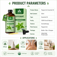 Minyak Esensial Peppermint Organik Alami Murni untuk Pembuatan Sabun Lilin Perawatan Kulit & Rambut & Aromaterapi Pijat Diffuser