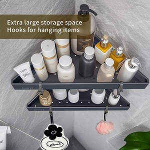 Hot Bán Không Thấm Nước Đấm Miễn Phí Công Suất Lớn Đôi Lớp Phòng Tắm Kệ Nhà Vệ sinh Góc Giá Kệ Với Móc - Product Image 2