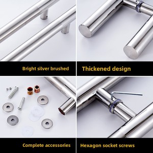 ลูกบิดมือจับประตูขนาดใหญ่สไตล์โมเดิร์นใหม่มือจับประตูกระจกสแตนเลสสตีลสไตล์จีนพร้อมท่อไม้การค้าต่างประเทศ - Product Image 3