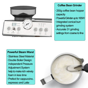 Cafetera con <span class=keywords><strong>Pantalla</strong></span> Táctil 3 en 1, Máquina de Espresso con Molinillo, Cafetera Profesional - Product Image 4