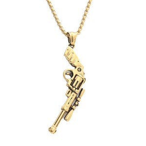 Yunnique – collier avec pendentif pistolet en acier inoxydable pour hommes, Style Punk rétro, Design géométrique, 280335 - Product Image 4