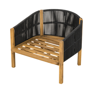 Sillón de Exterior Moderno de Madera Maciza con Cojín Impermeable y Diseño Portátil con Cuerda Gris Oscuro para Comedor y Jardín - Product Image 4