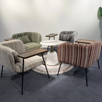 Fauteuil d'appoint en tissu rayé 8097 avec table d'appoint, fauteuil de loisirs rembourré pour salon