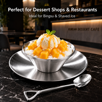 Ensemble de 3 bols à dessert écologiques en acier inoxydable avec cuillère et coupelle à sauce – Lavable au lave-vaisselle, durable pour la restauration commerciale