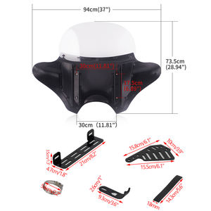 Soporte de parabrisas de ala de murciélago para motocicleta Honda VTX 750 1100 <span class=keywords><strong>1800</strong></span> Shadow <span class=keywords><strong>Kawasaki</strong></span> <span class=keywords><strong>Vulcan</strong></span> Suzuki Harley FLST FLHR Yamaha - Product Image 3