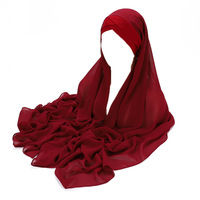 CCY Nouvelle écharpe pratique en mousseline de soie unie pour les quatre saisons Ensemble hijab croisé sur le devant Ensemble rapide Foulard