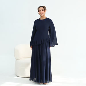 Loriya 2026 Ramadan EID Vêtements d'été pour femmes Robe en mousseline de soie à volants Robe maxi modeste Abaya Robe musulmane Vêtements musulmans - Product Image 2